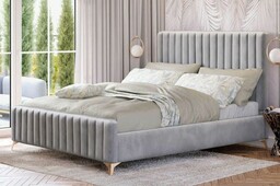 Łóżko tapicerowane BELANIA (SF1023) Glamour 140x200 Welur Szary