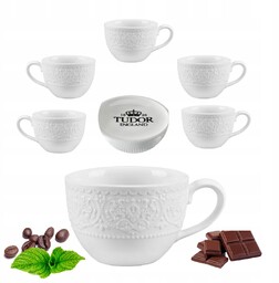 Komplet 6 Filiżanek Do Kawy 210 ml, porcelanowe