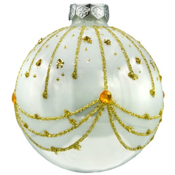 Pakamera Bombki okrągłe: perłowa biel z kryształkami