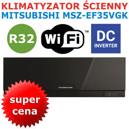 Klimatyzator ścienny Mitsubishi MSZ-EF35VGKB PREMIUM czarny z montażem