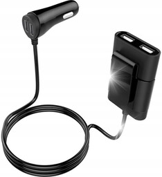 Ładowarka samochodowa 4xUSB 9.6A przedłużacz 1,5m z klipsem