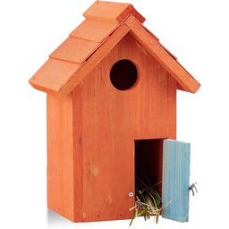 Relaxdays Budka lęgowa, domek dla ptaków, drewno, drzwi,
