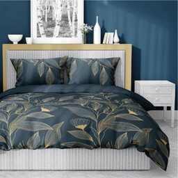 Pościel satynowa 140x200 Home Satin 54 granatowa złota