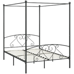 Edinos Czarne Metalowe Łóżko Z Baldachimem 200X200 Cm