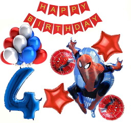 BALONY ZESTAW SPIDER MAN NA 4 URODZINY