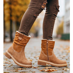 Zimowe botki saszki z ociepleniem Brązowe