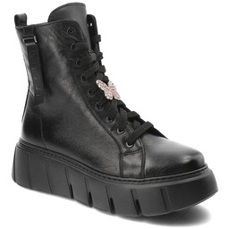 Nessi Czarne Botki Modne Obuwie Damskie Z Motylem