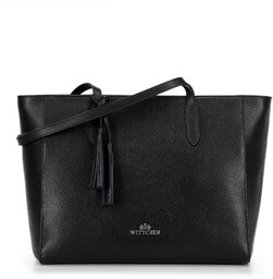 Torebka shopper ze skóry z chwostem czarno -