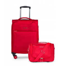 PUCCINI Zestaw WALIZEK Podróżnych Materiałowe Kabinowa +Kuferek Miękkie