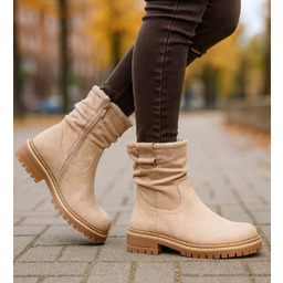 Zimowe botki saszki z ociepleniem Brązowe beżowe