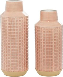 Deco 79 Metalowy wazon cylindryczny, zestaw 2 sztuk
