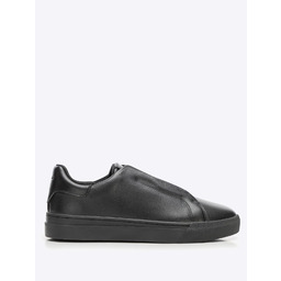 Męskie sneakersy ze skóry naturalnej wsuwane czarne