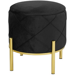 Edinos Czarna welurowa pufa glamour na nóżkach P9-W21