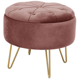 Edinos Różowa pufa na nóżkach ze schowkiem R3-G25