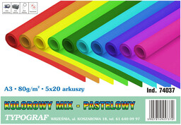 Papier kolorowy, A3, Pastel, 20 x 5 kolorów