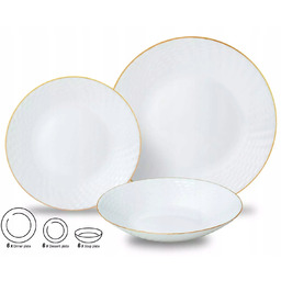 Talerze szklane, zestaw 18 elementów (obiadowe, deserowe,