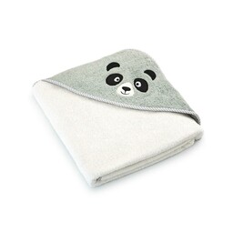 Zwoltex Okrycie kąpielowe niemowlęce 90x90 Panda Alabaster-5730 ekri