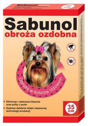 Sabunol ozdobna różowa obroża dla Yorków 35 cm
