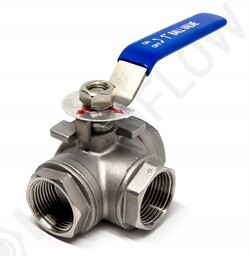 Zawór kulowy trzydrogowy Gw 1/4" SS316 Typ:L nierdzewny