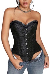 Gorset Modelujący Talię Czarny Wiązanie - Xl
