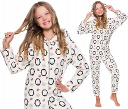Piżama Dziewczęcy Kombinezon Kaptur Onesie 134