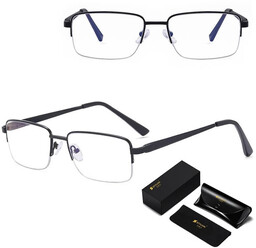 Stylion Metalowe półramkowe okulary zerówki z filtrem Blue
