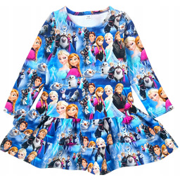 Sukienka 128 Niebieska Z Falbankami Elsa I Anna
