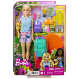 Barbie, Kemping Malibu Lalka + akcesoria, Zestaw 3+