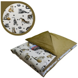 Kocyk Dziecięcy 75x100 Letni Kotki Białe/Beż Bawełna/Velvet Polski