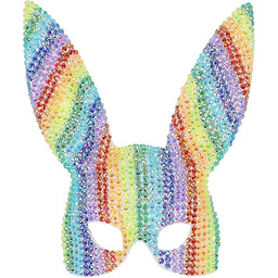 Fever Deluxe Rainbow Jewel Studded Bunny Maskon Elastic