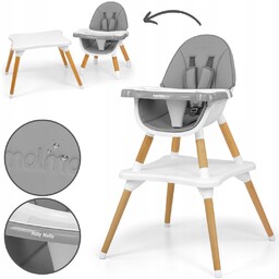 Krzesełko do karmienia 2w1 Malmo Grey 3757 Milly