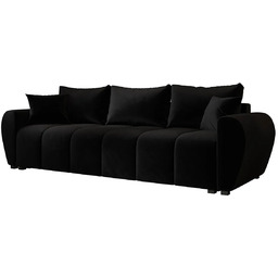 Edinos Czarna welurowa nowoczesna sofa rozkładana K3-C47