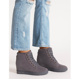 Szare sneakersy damskie na koturnie