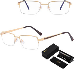 Stylion Metalowe półramkowe okulary zerówki z filtrem Blue