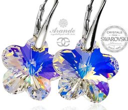 Kolczyki Kryształy Aurora Flower Kwiaty Srebro