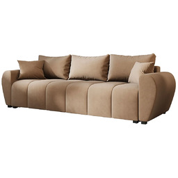 Edinos Jasnobrązowa welurowa sofa rozkładana z pojemnikiem B3-M33