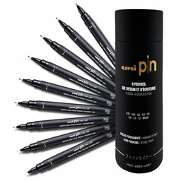 Cienkopisy kreślarskie UNI PIN200 ZESTAW TUBA 9 sztuk