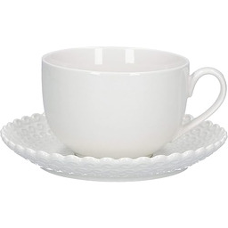 LA PORCELANA BIAŁA - Kubek śniadaniowy z spodkiem