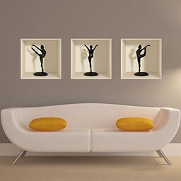 Ambiance Naklejka ścienna Efekt 3D Baleriny Sylwetka Łabędzia