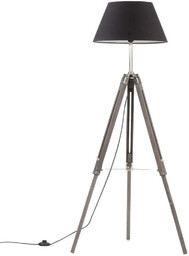 Lumes Szaro-czarna lampa stojąca drewniana trójnóg - EX199-Nostra