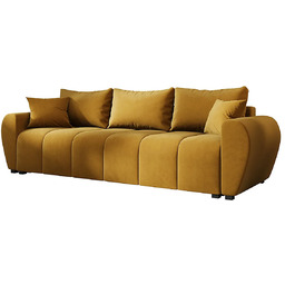 Elior Musztardowa sofa welurowa z pojemnikiem N4-W06