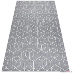 Dywan SZNURKOWY SIZAL FLAT 48655/637 KOSTKI 3D Szary,