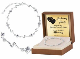 Srebrna Bransoletka 925 z Kryształkami Grawer