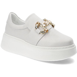 Chebello Białe Sneakersy Stylowe Obuwie Damskie Na Platformie