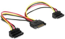 Gembird Kabel SATA zasilający (M)->2xSATA(F) kątowy 15cm
