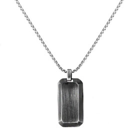 Czarny przecierany satynowany nieśmiertelnik na łańcuszku do grawerunku