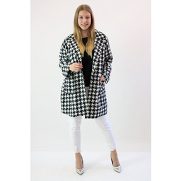 Jesienny płaszczyk w pepitkę Nadia Czarno-biały UNI