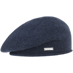 Beret Baskijski z Kaszmirem Lasuna by Seeberger, ciemnoniebieski,