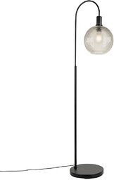 QAZQA Designerska lampa podłogowa czarna z dymionym szkłem