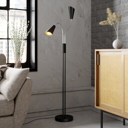 Lampa Podłogowa Lucande, Medira, czarny, salon, metal, nowoczesny